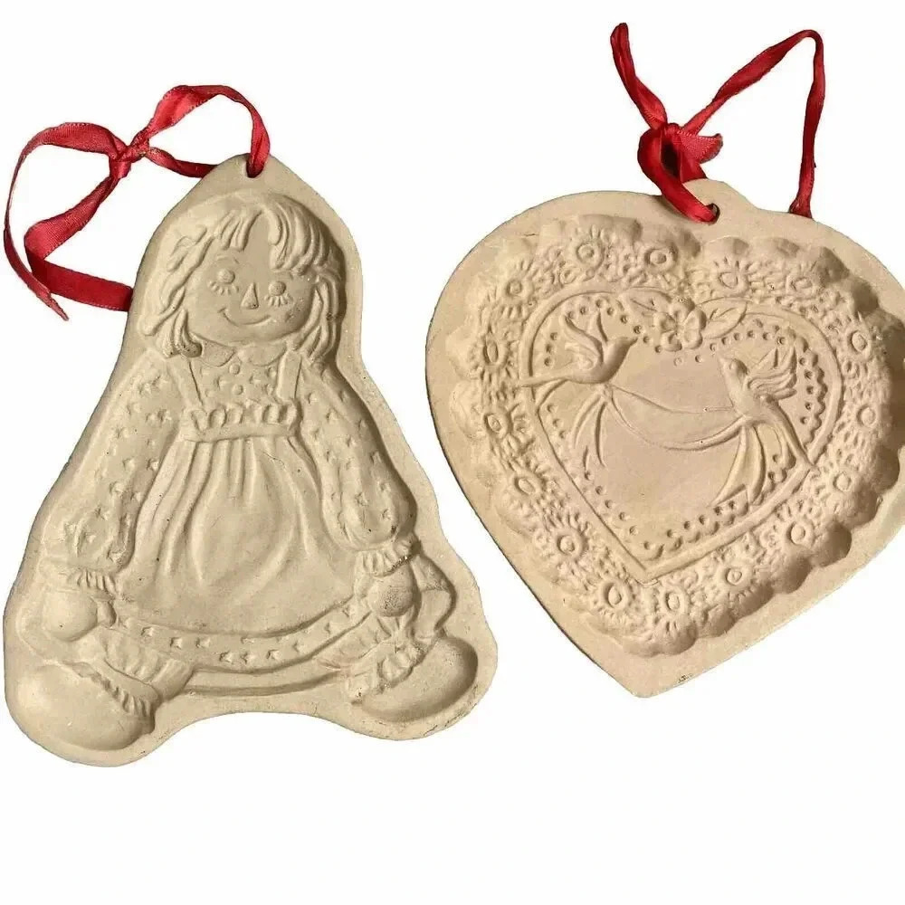 VTG Brown Bag Cookie Art Mold 1984-5 Heart Doves Wedding Birds Ann Gingerbread